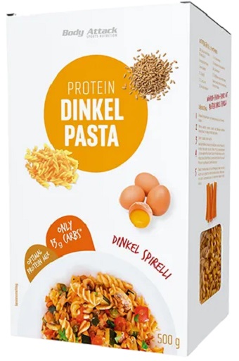 supp4u-24_supp4u-24_Body Attack Protein Dinkel Pasta (Spirelli) 500g